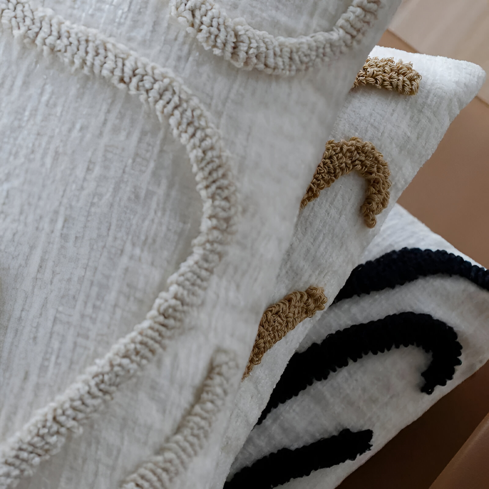 Bohemisk Chenille Kuddöverdrag med mjuka geometriska mönster för soffa och vardagsrumsdekoration