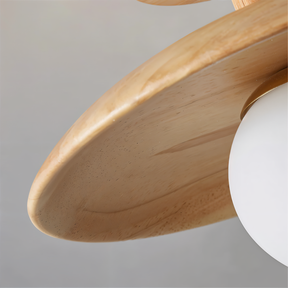 CentraOrb Trä Taklampa - Halvinfälld Lampa med Inbyggd LED Belysning