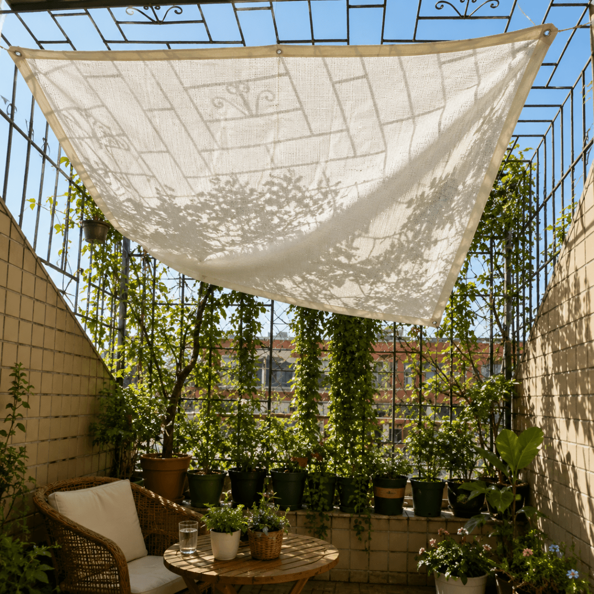 Skuggnät för balkong som skyddar mot sol och skapar avskildhet