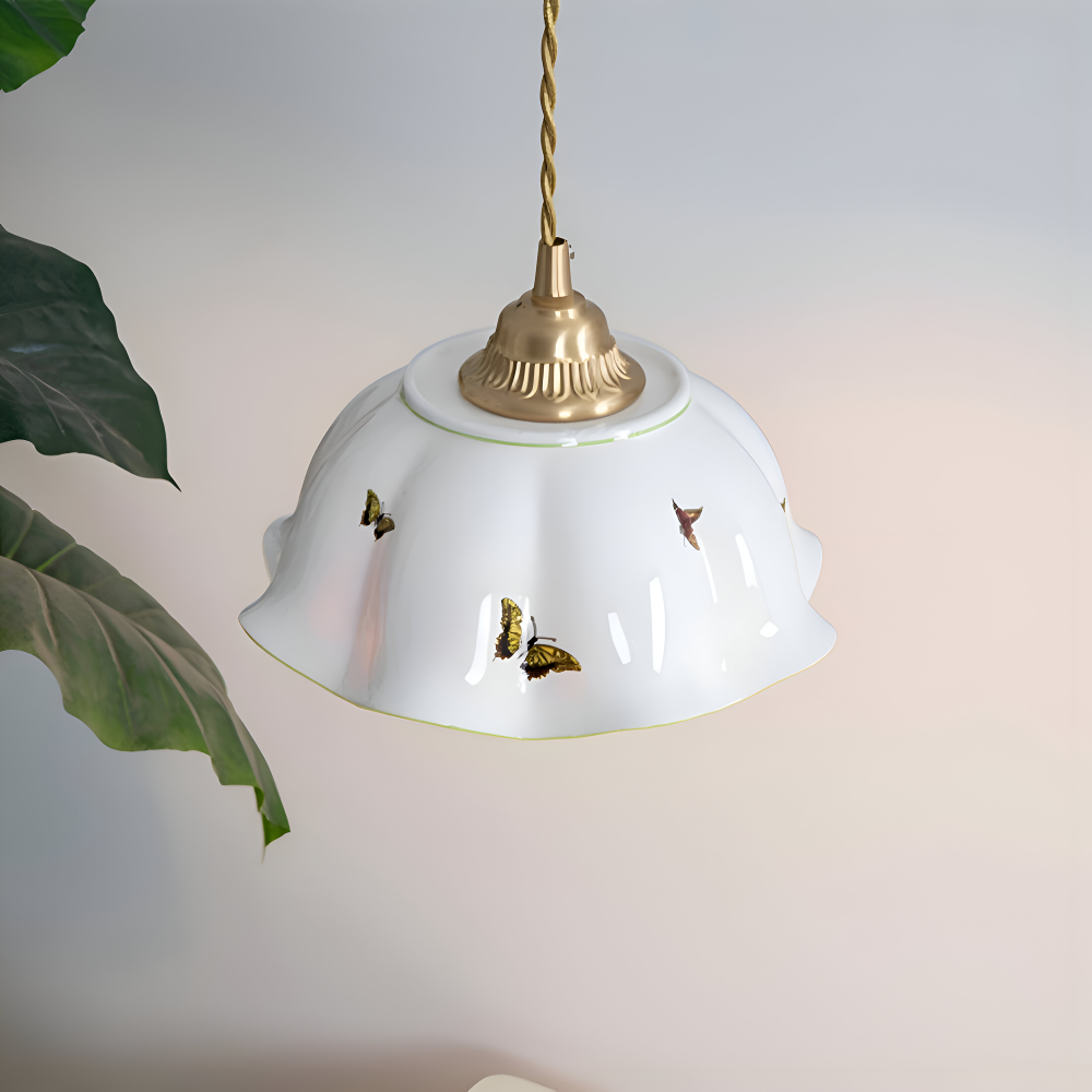 ChicBliss Taklampa - Charmig Fjäril Keramik LED Hänglampa
