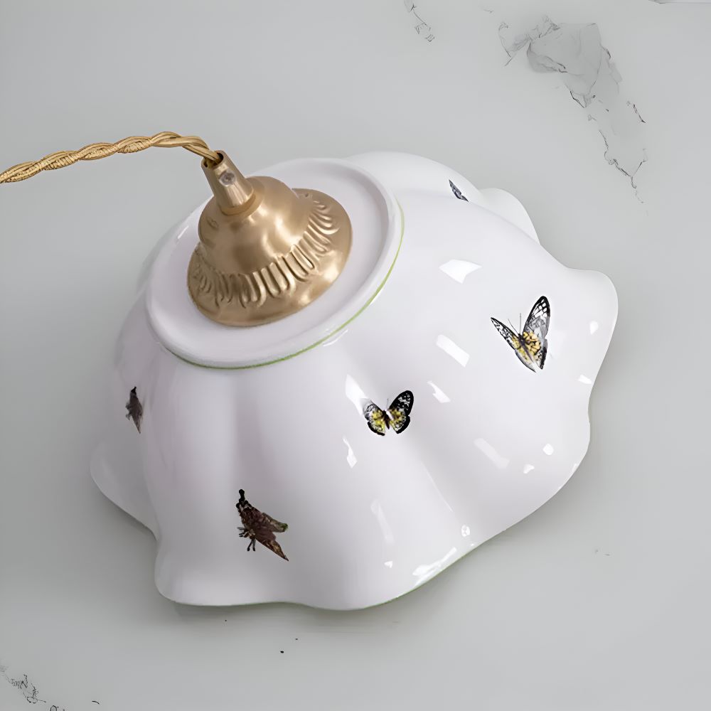 ChicBliss Taklampa - Charmig Fjäril Keramik LED Hänglampa