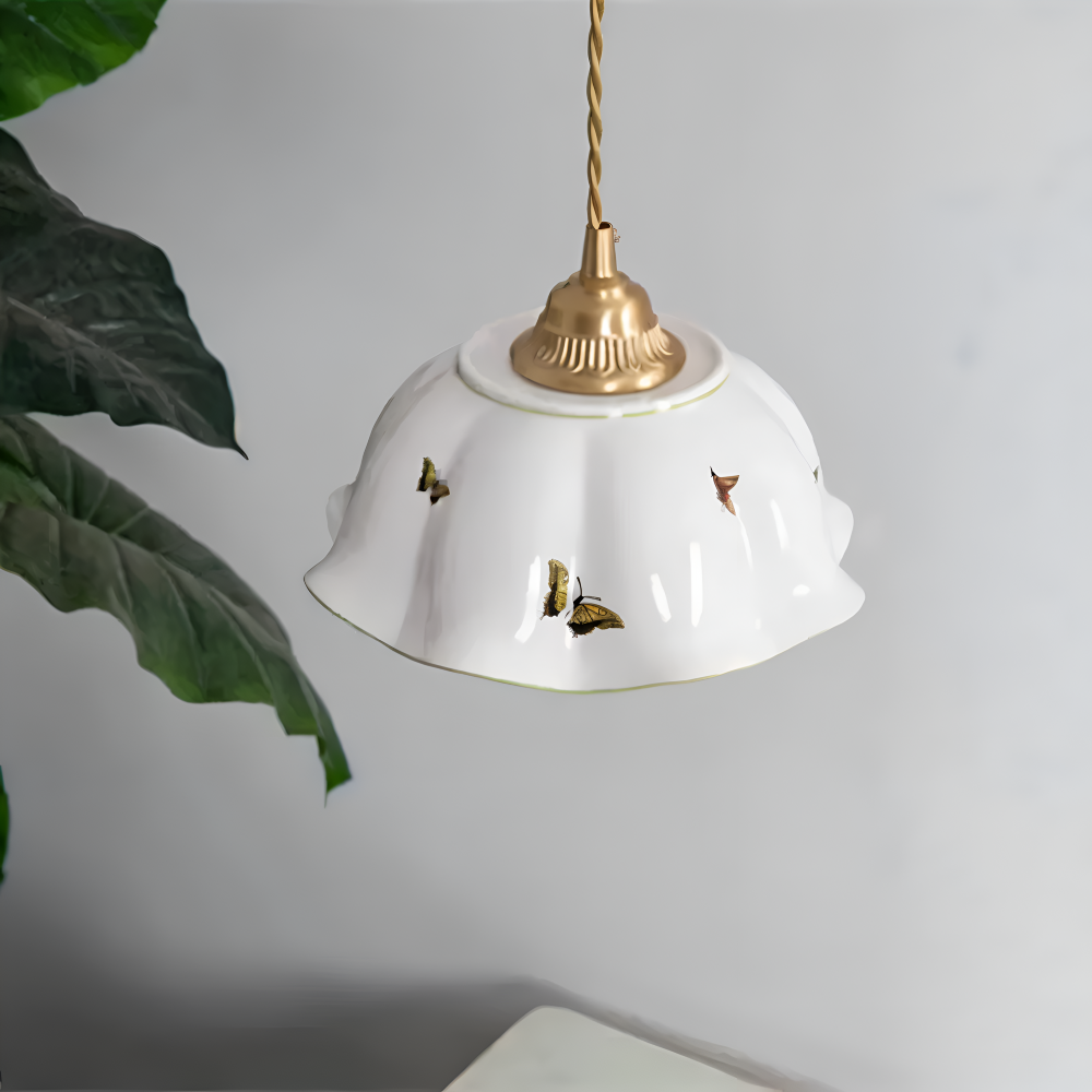 ChicBliss Taklampa - Charmig Fjäril Keramik LED Hänglampa