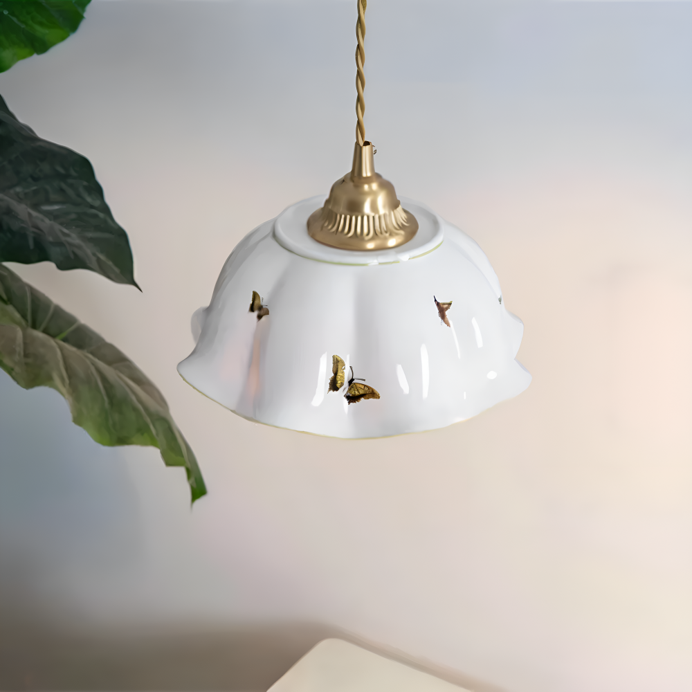 ChicBliss Taklampa - Charmig Fjäril Keramik LED Hänglampa
