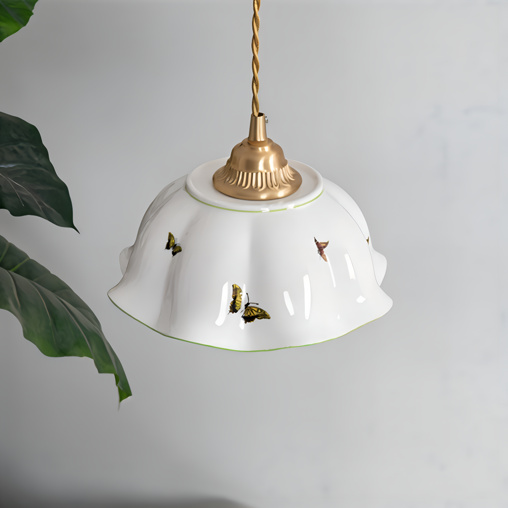 ChicBliss Taklampa - Charmig Fjäril Keramik LED Hänglampa
