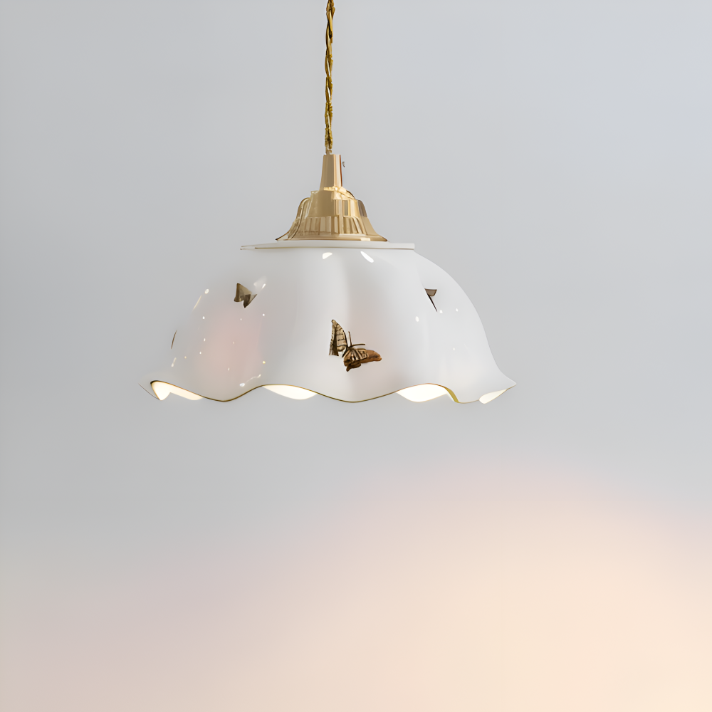 ChicBliss Taklampa - Charmig Fjäril Keramik LED Hänglampa