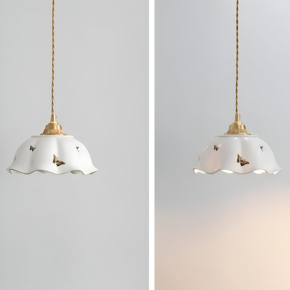ChicBliss Taklampa - Charmig Fjäril Keramik LED Hänglampa