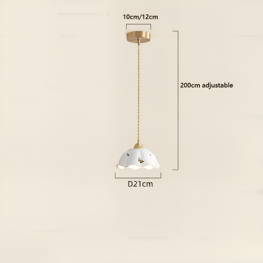 ChicBliss Taklampa - Charmig Fjäril Keramik LED Hänglampa