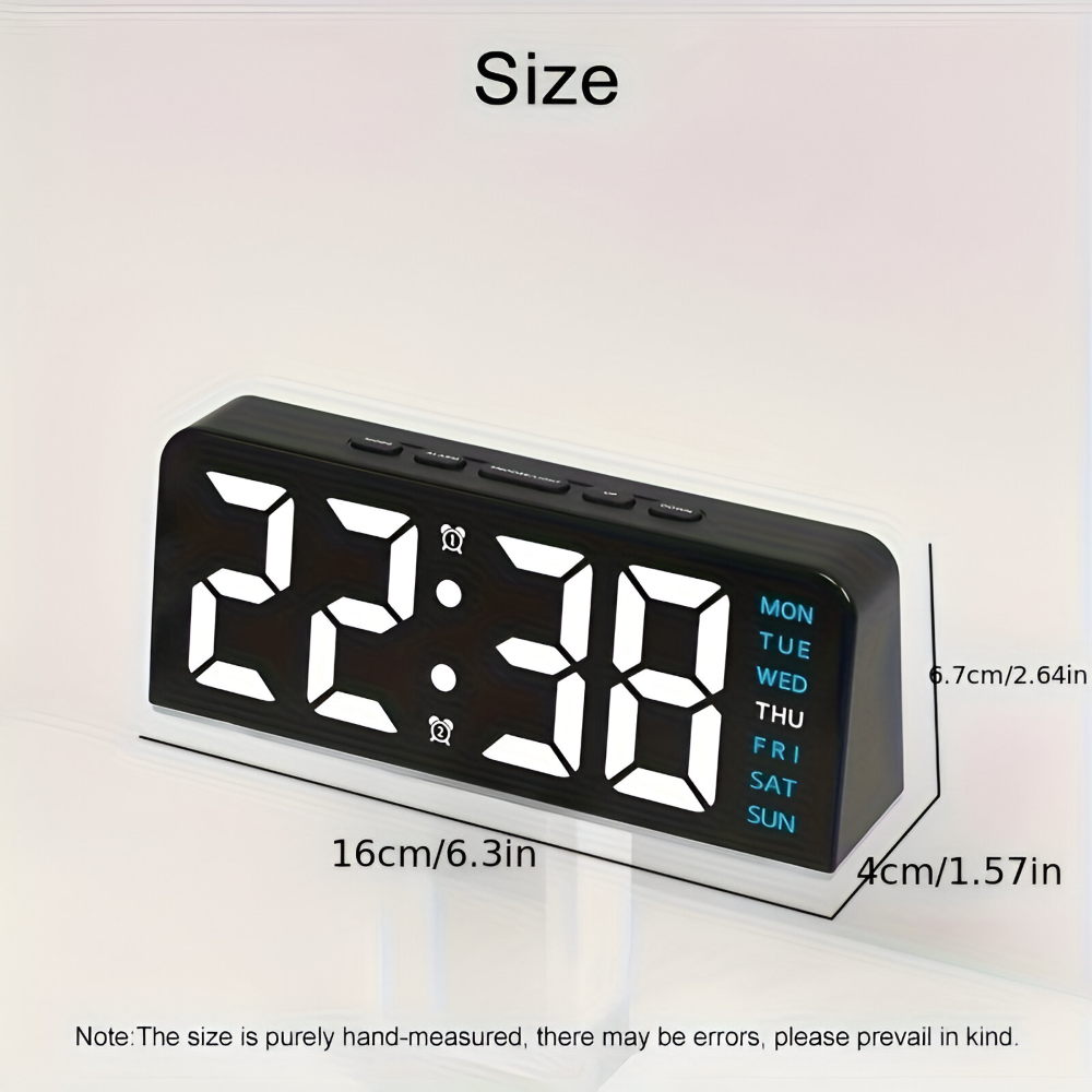Schicker Silent LED Väckarklocka med Ljus - Minimalistisk Digital Väckarklocka för Hemmet, Kontoret, Sovrummet