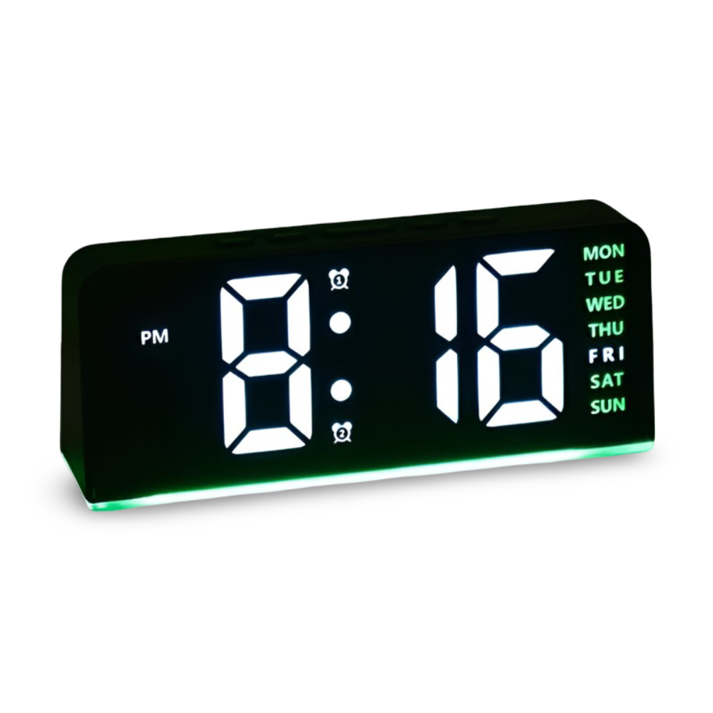Schicker Silent LED Väckarklocka med Ljus - Minimalistisk Digital Väckarklocka för Hemmet, Kontoret, Sovrummet