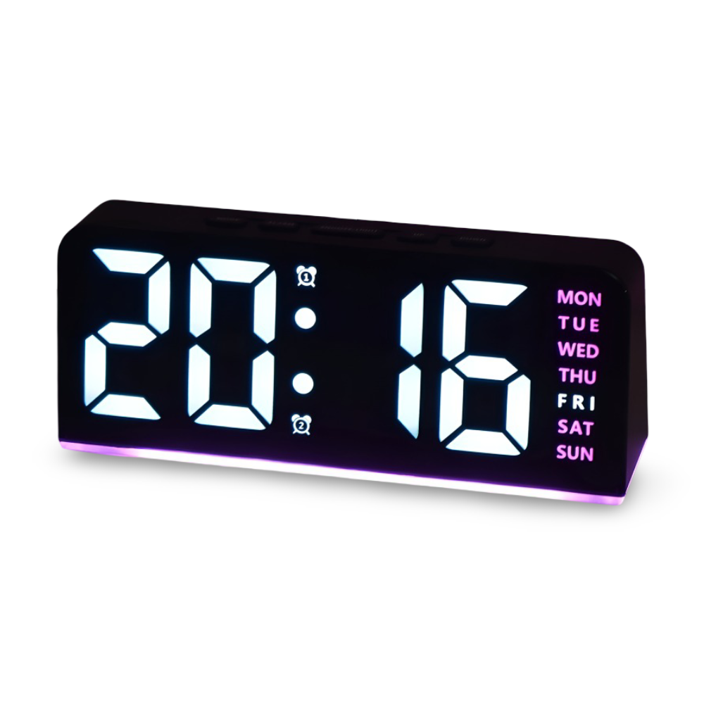 Schicker Silent LED Väckarklocka med Ljus - Minimalistisk Digital Väckarklocka för Hemmet, Kontoret, Sovrummet