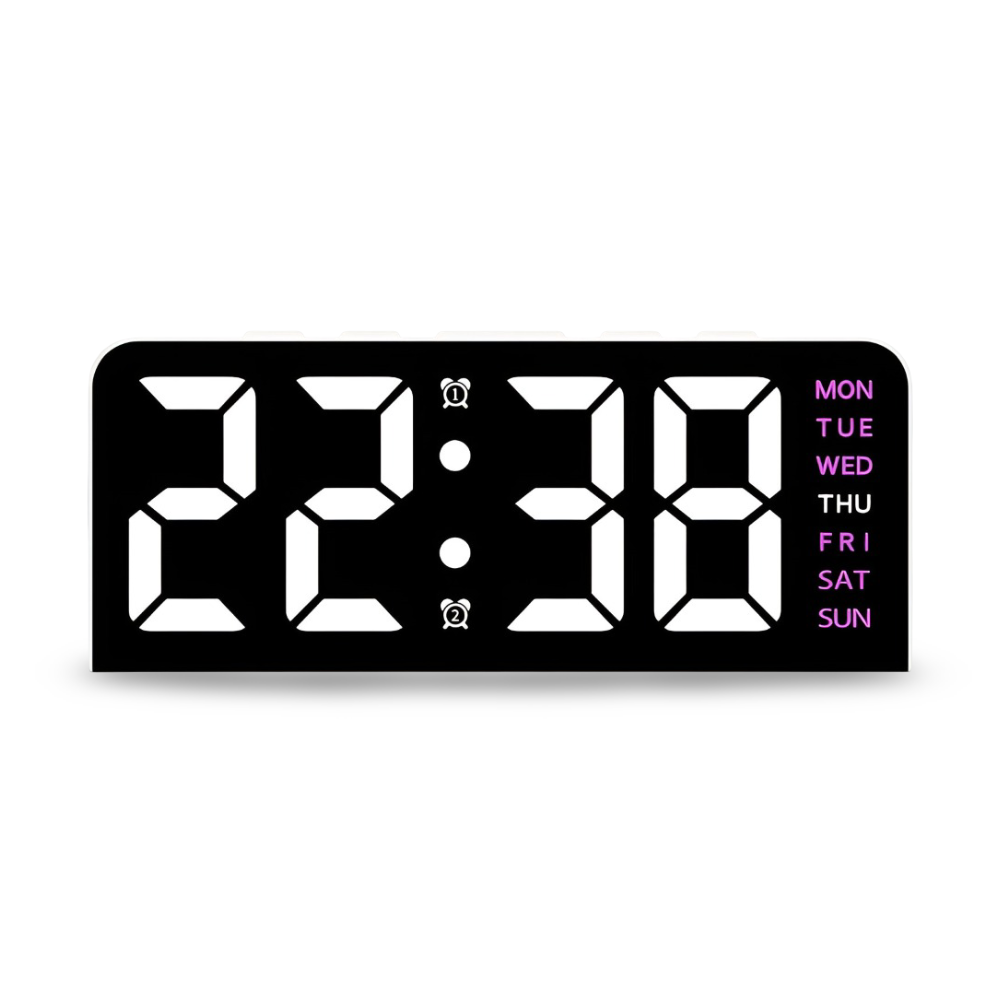 Schicker Silent LED Väckarklocka med Ljus - Minimalistisk Digital Väckarklocka för Hemmet, Kontoret, Sovrummet
