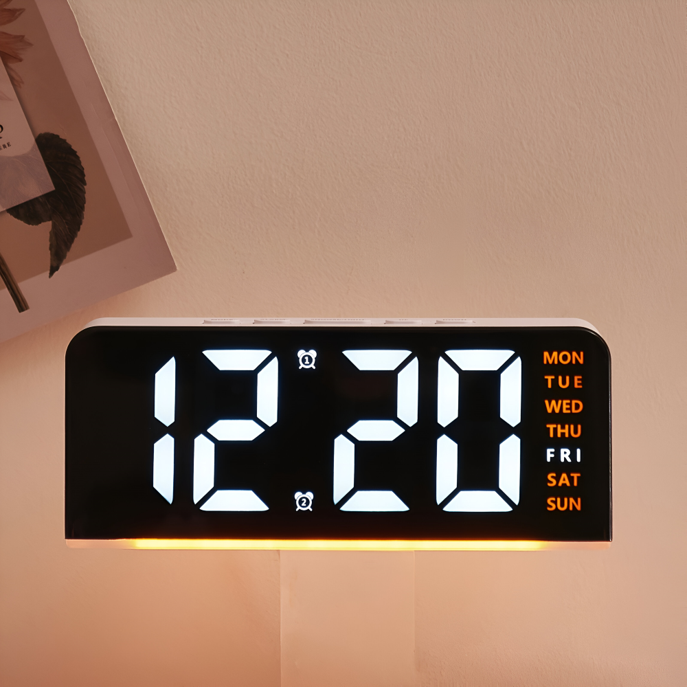 Schicker Silent LED Väckarklocka med Ljus - Minimalistisk Digital Väckarklocka för Hemmet, Kontoret, Sovrummet