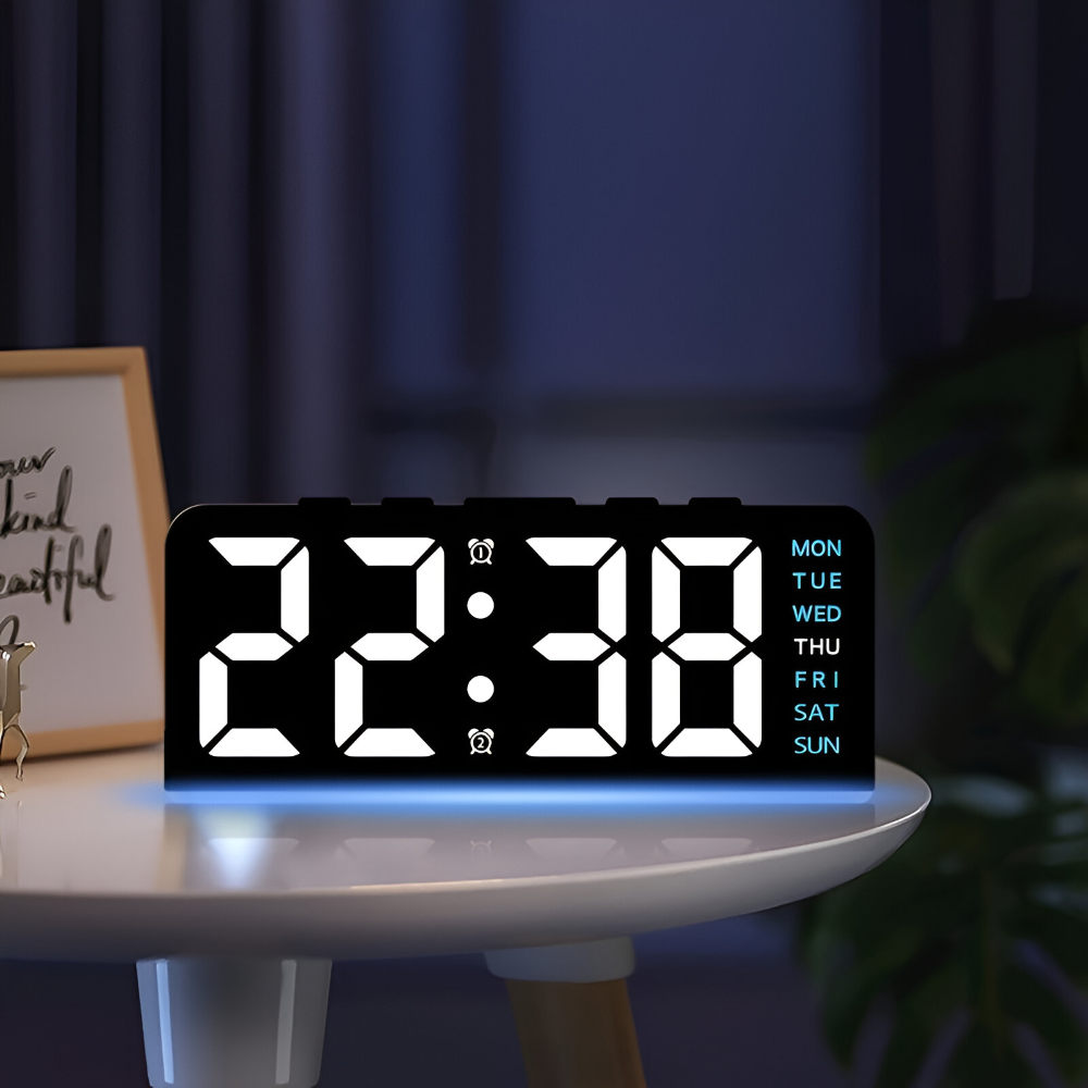 Schicker Silent LED Väckarklocka med Ljus - Minimalistisk Digital Väckarklocka för Hemmet, Kontoret, Sovrummet