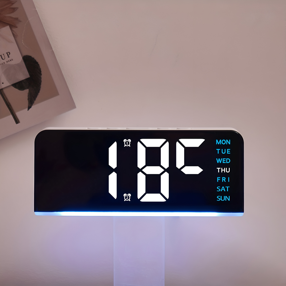 Schicker Silent LED Väckarklocka med Ljus - Minimalistisk Digital Väckarklocka för Hemmet, Kontoret, Sovrummet