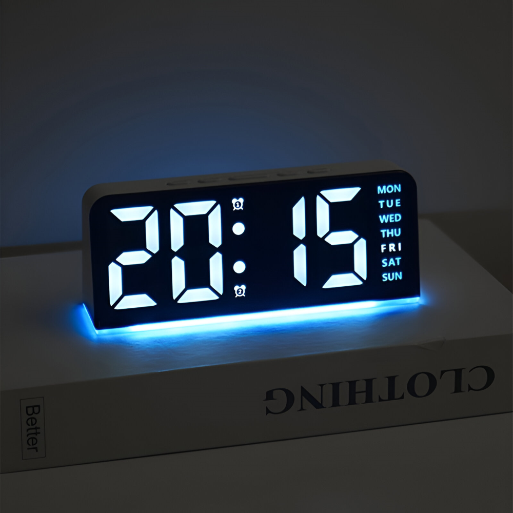 Schicker Silent LED Väckarklocka med Ljus - Minimalistisk Digital Väckarklocka för Hemmet, Kontoret, Sovrummet
