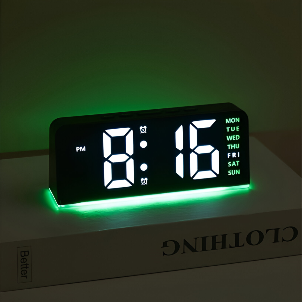 Schicker Silent LED Väckarklocka med Ljus - Minimalistisk Digital Väckarklocka för Hemmet, Kontoret, Sovrummet