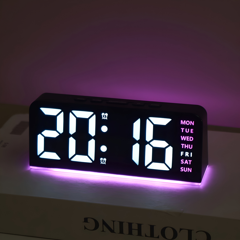 Schicker Silent LED Väckarklocka med Ljus - Minimalistisk Digital Väckarklocka för Hemmet, Kontoret, Sovrummet