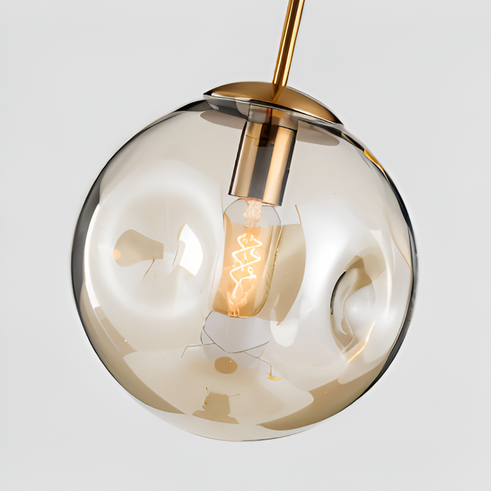 ChroDent Pendellampa - Rund Champagne Grå Glas LED Pendellampa - Vintage Wabi Sabi Belysning