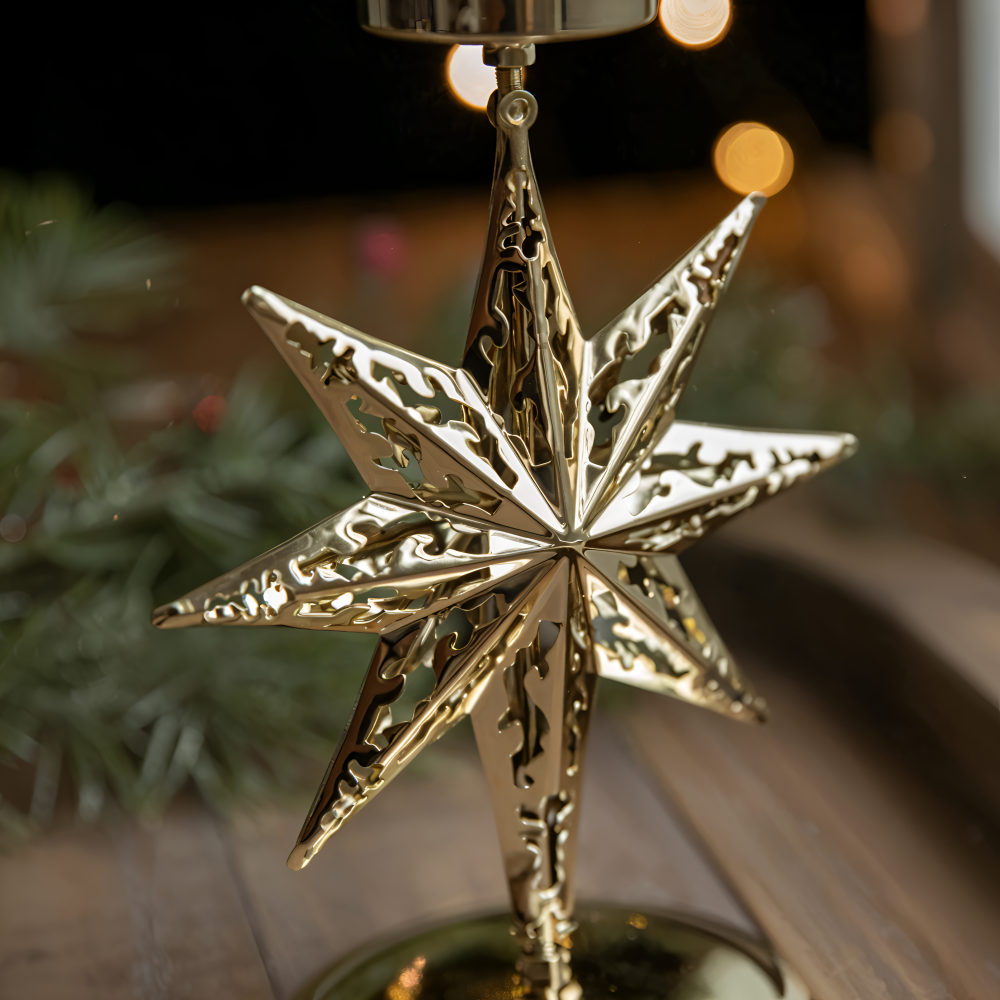 Cierge Ställ - Vintage Guld Metallic Julmotiv Ljuslykta