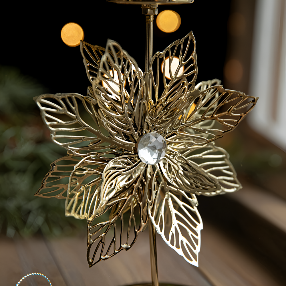 Cierge Ställ - Vintage Guld Metallic Julmotiv Ljuslykta
