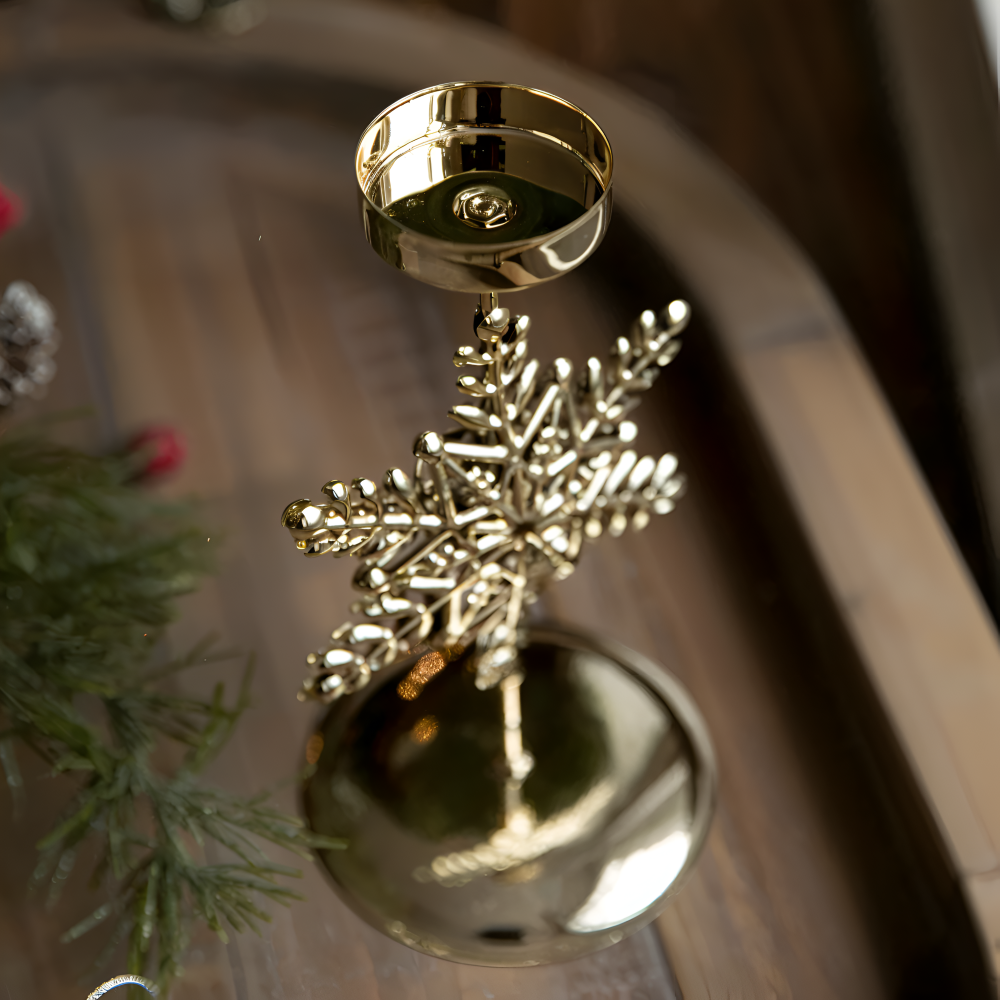 Cierge Ställ - Vintage Guld Metallic Julmotiv Ljuslykta