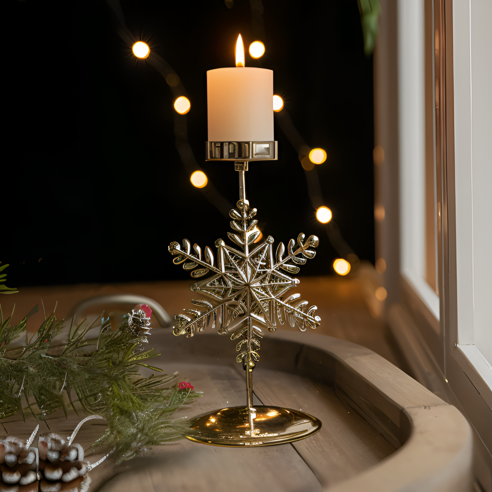 Cierge Ställ - Vintage Guld Metallic Julmotiv Ljuslykta