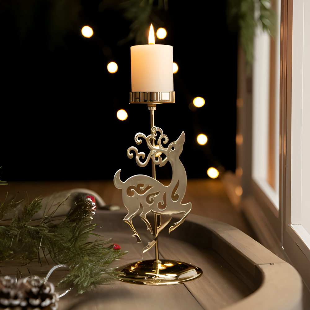 Cierge Ställ - Vintage Guld Metallic Julmotiv Ljuslykta