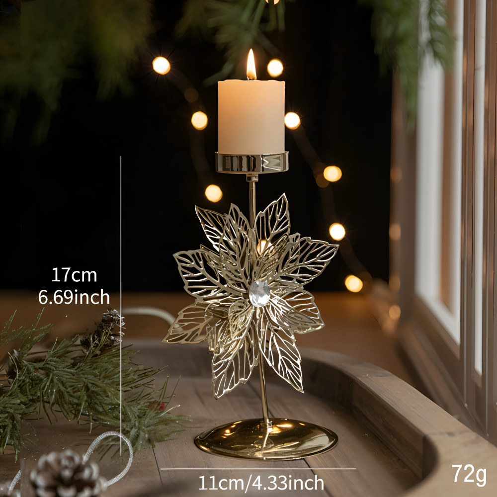 Cierge Ställ - Vintage Guld Metallic Julmotiv Ljuslykta