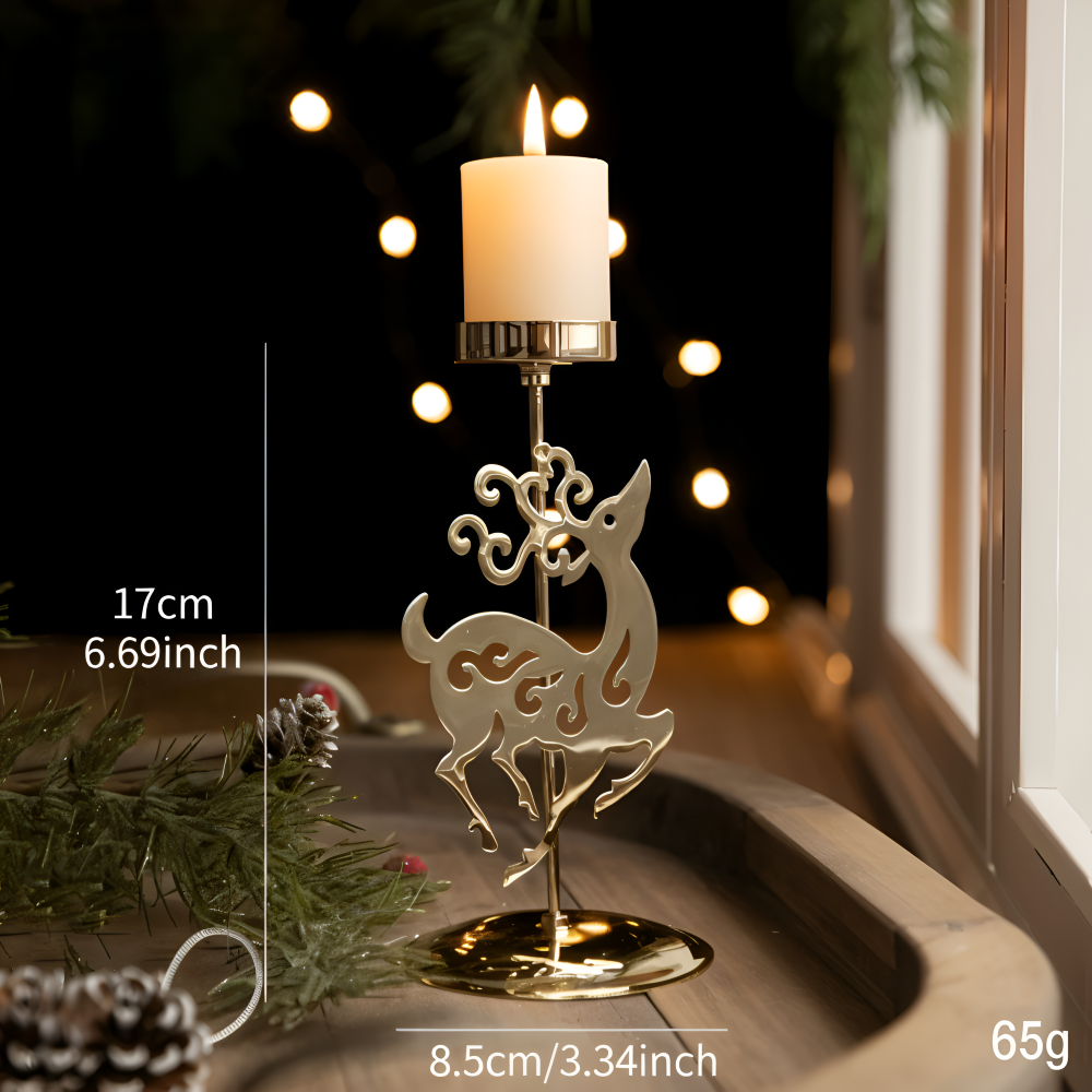 Cierge Ställ - Vintage Guld Metallic Julmotiv Ljuslykta
