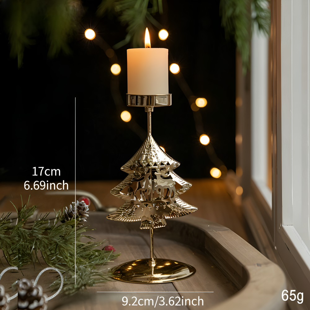 Cierge Ställ - Vintage Guld Metallic Julmotiv Ljuslykta