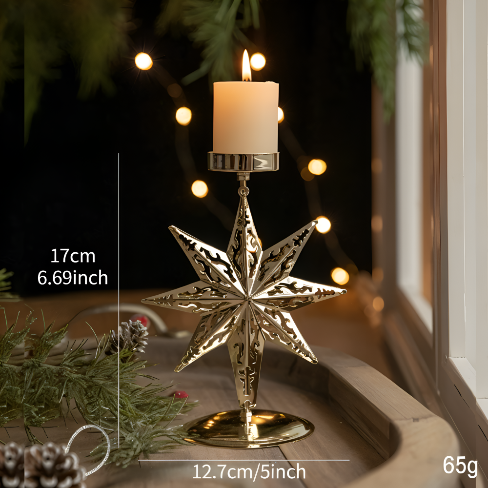 Cierge Ställ - Vintage Guld Metallic Julmotiv Ljuslykta