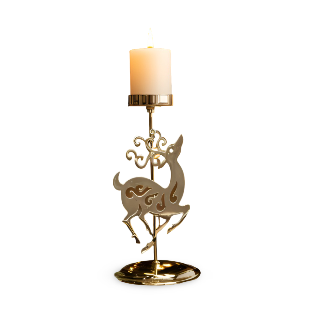 Cierge Ställ - Vintage Guld Metallic Julmotiv Ljuslykta