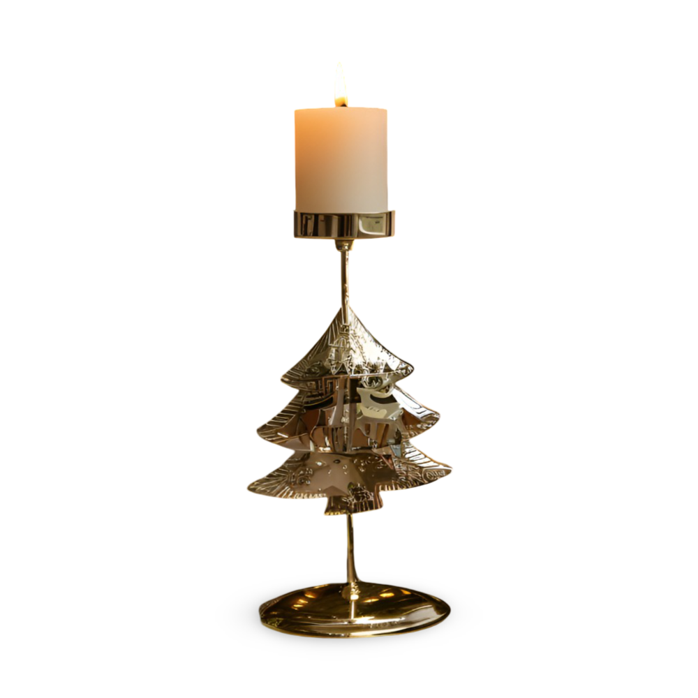 Cierge Ställ - Vintage Guld Metallic Julmotiv Ljuslykta