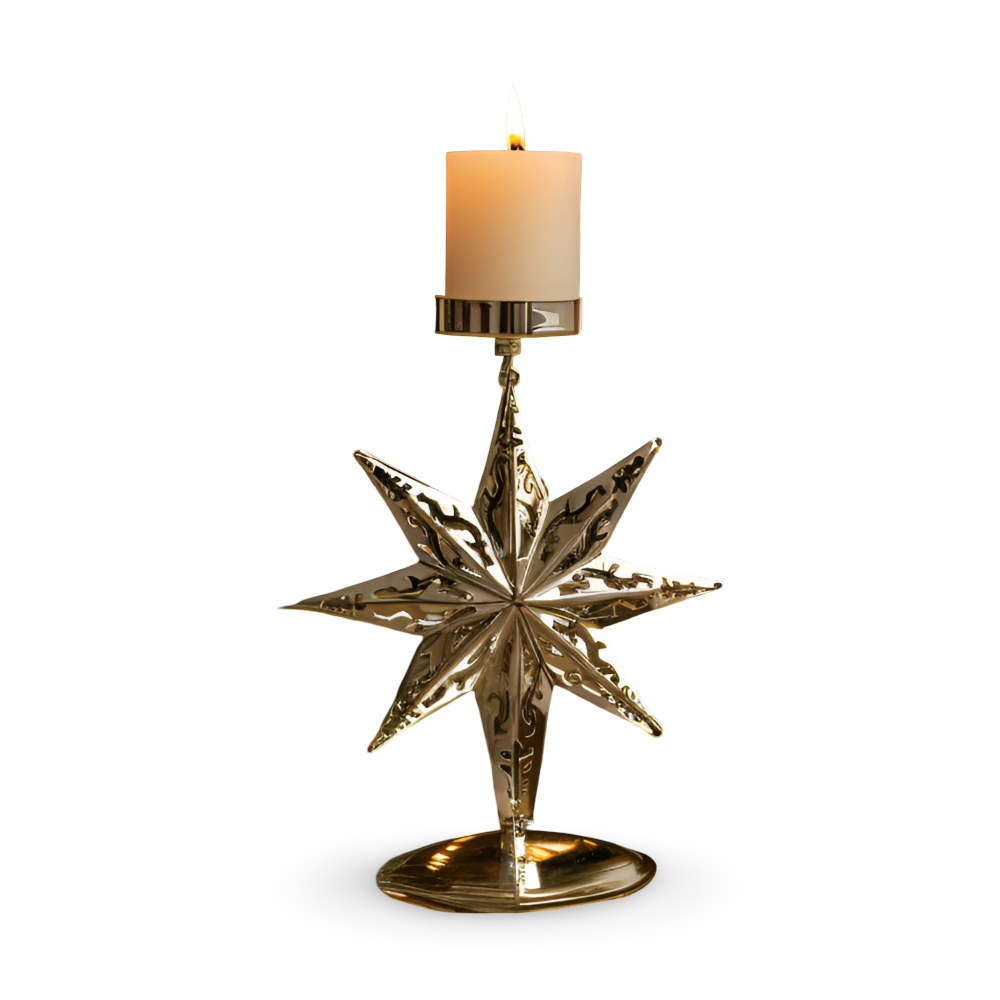 Cierge Ställ - Vintage Guld Metallic Julmotiv Ljuslykta