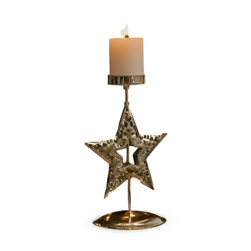 Cierge Ställ - Vintage Guld Metallic Julmotiv Ljuslykta