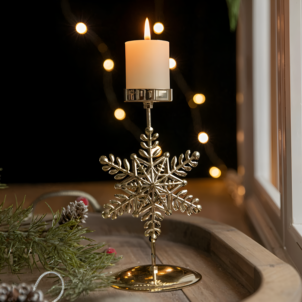 Cierge Ställ - Vintage Guld Metallic Julmotiv Ljuslykta