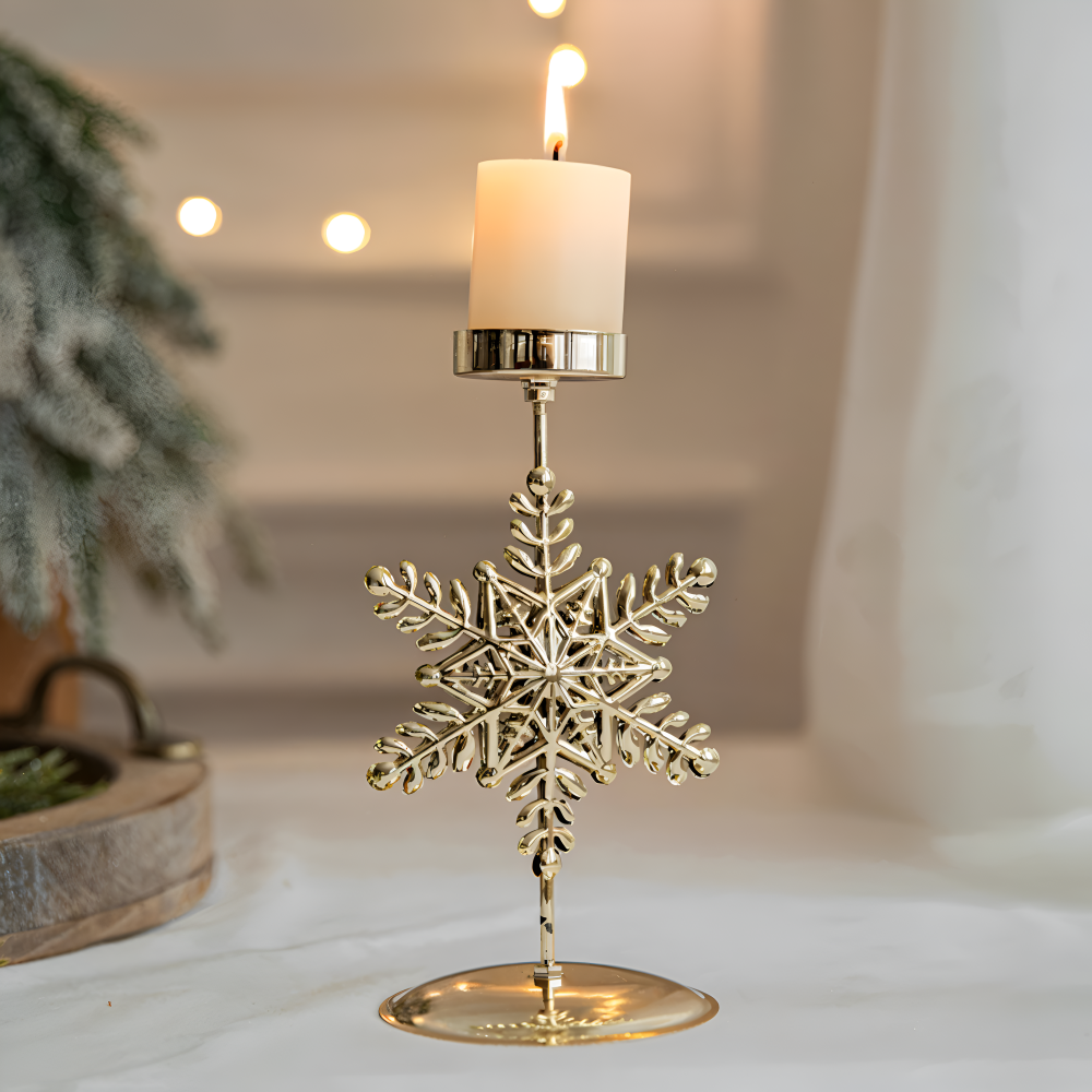 Cierge Ställ - Vintage Guld Metallic Julmotiv Ljuslykta
