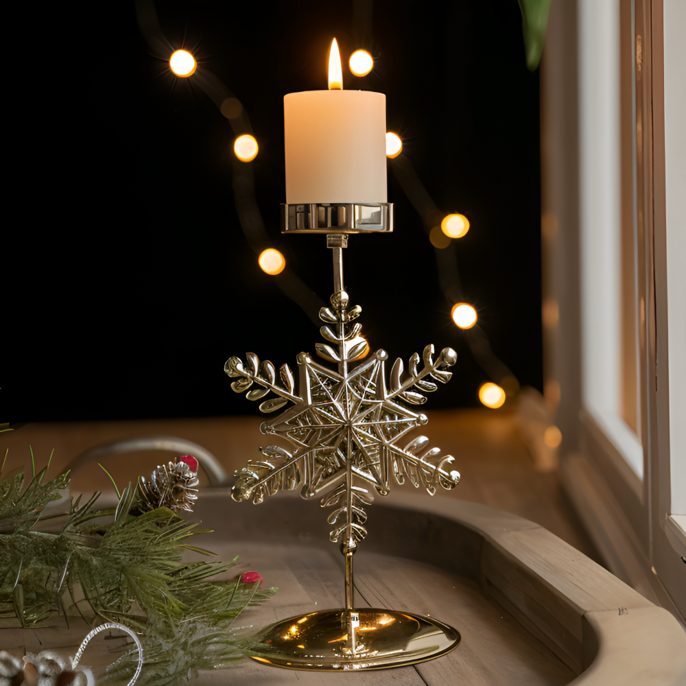 Cierge Ställ - Vintage Guld Metallic Julmotiv Ljuslykta