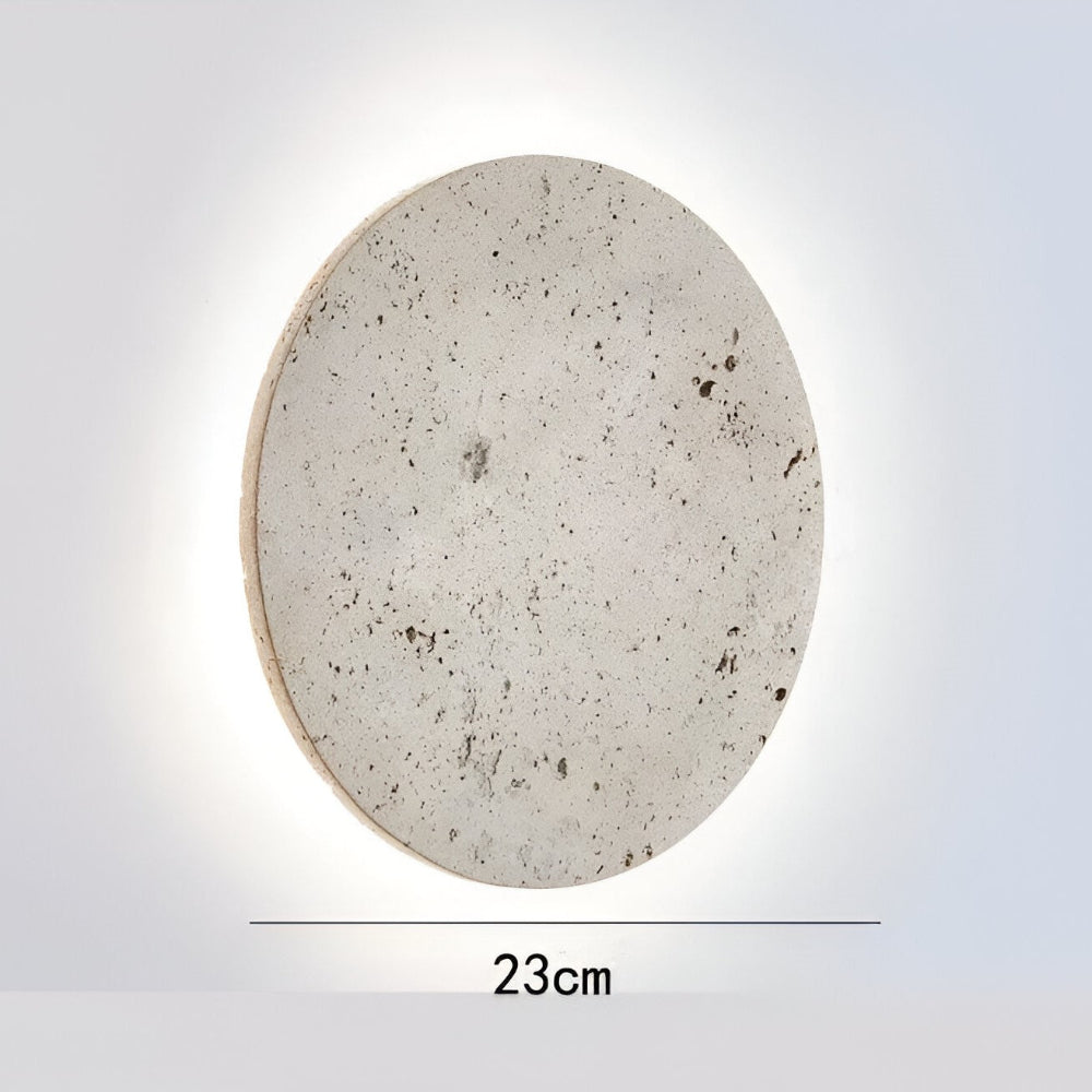 Cirkulär Travertin Vägglampa - Japansk Stil Vägglampa för Ambientbelysning