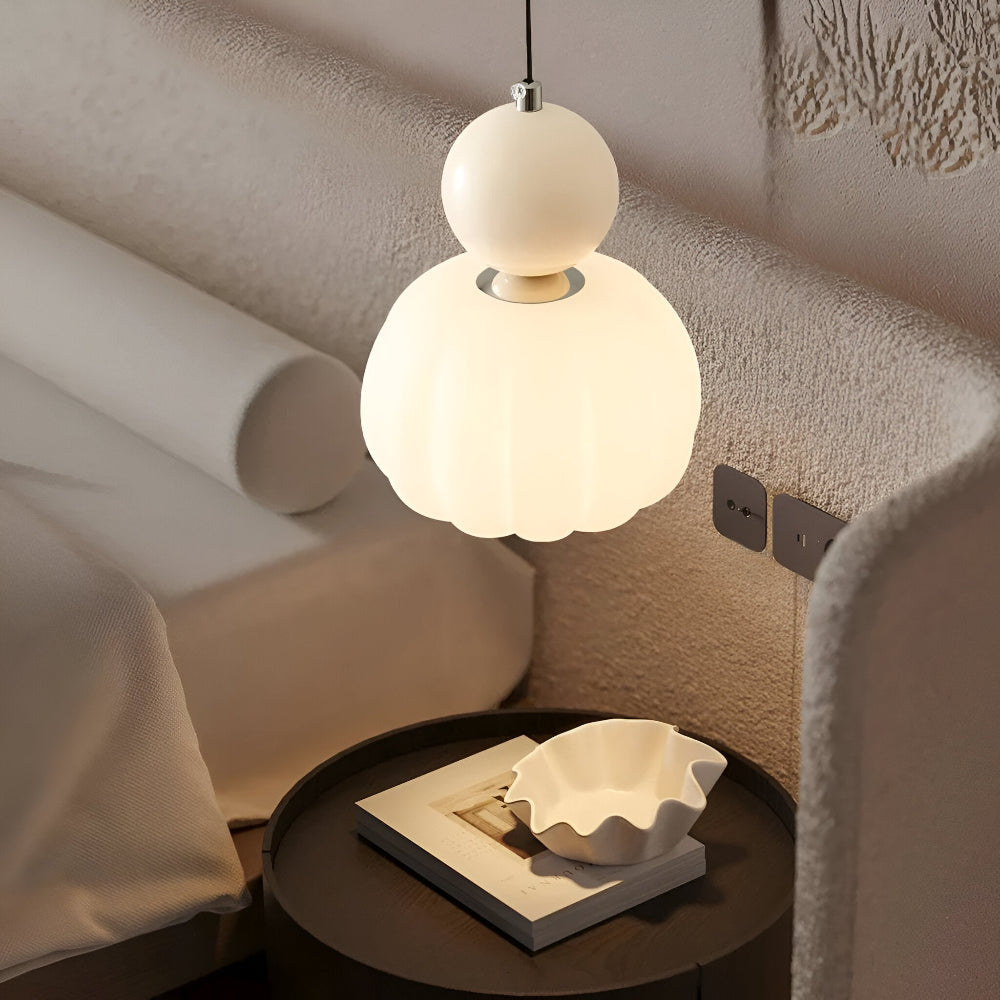 Klassisk Art Deco Pendellampa - Stilfull Crèmefärgad Hänglampa