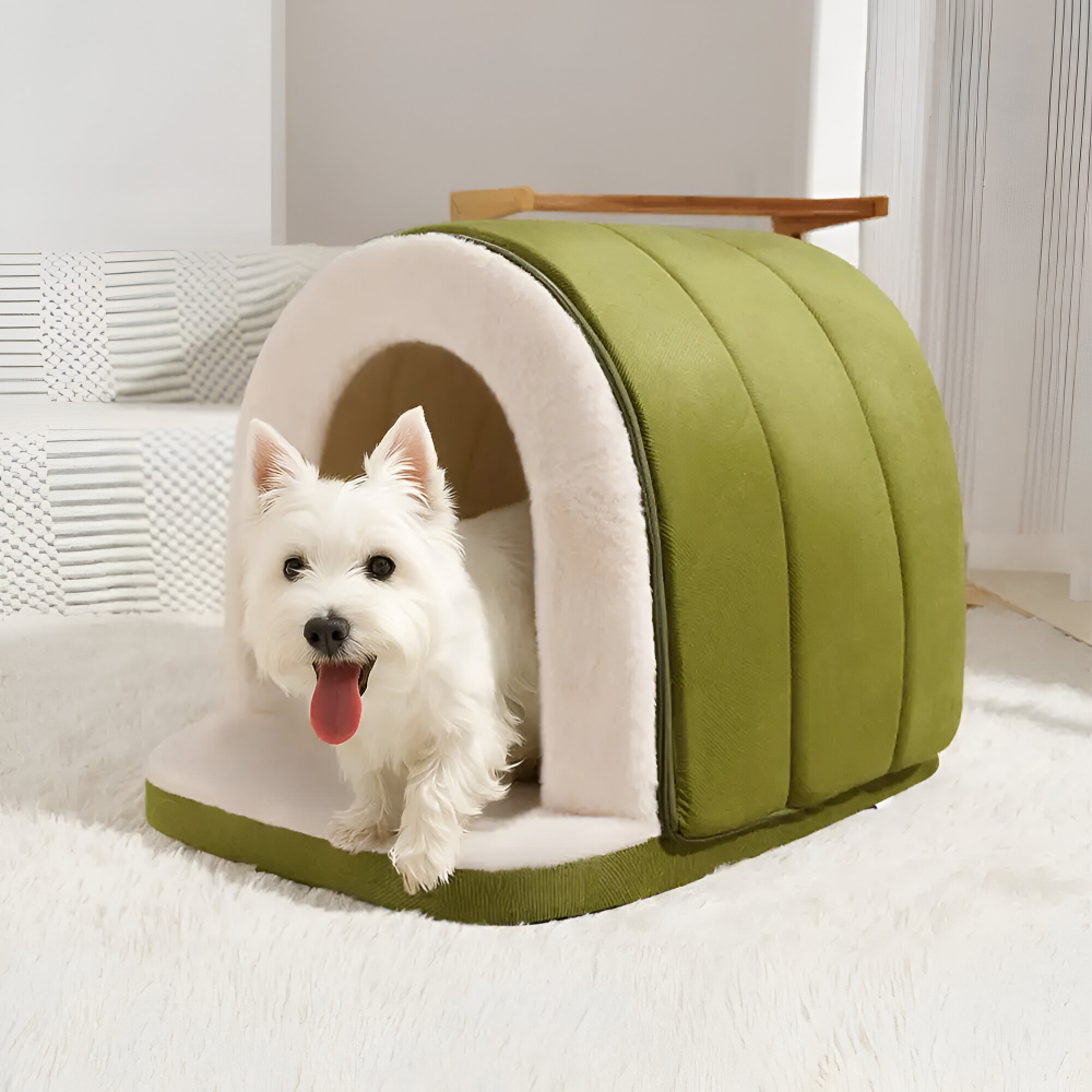 2-i-1 Hundbädd & Hundgrotta i Plysch – Ortopedisk, Antistress, Tvättbar