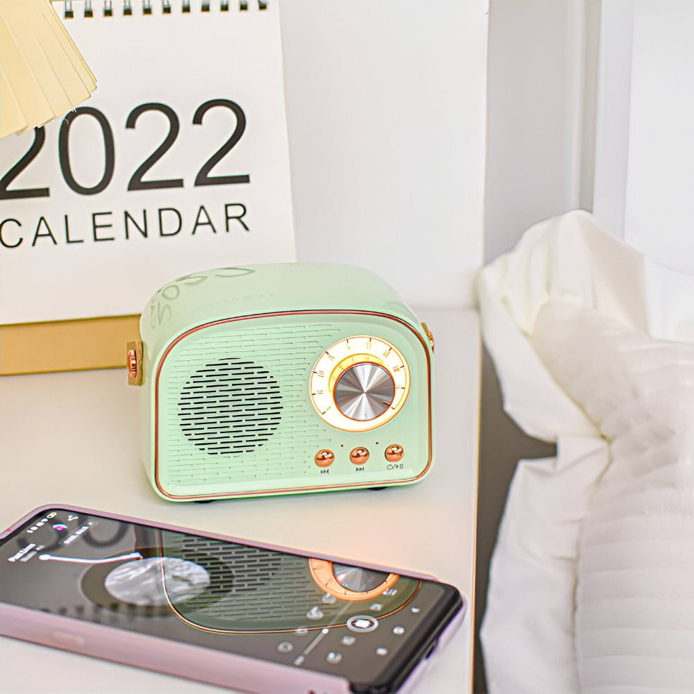 Klassisk Retro Bluetooth Högtalare - Stilig Trådlös Ljudsystem med Vintage Radio Estetik