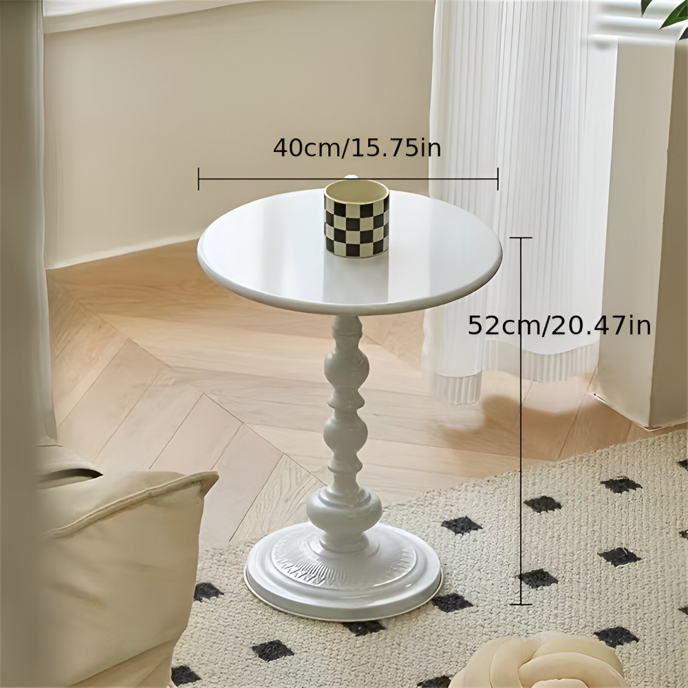 Klassisk Rund Baluster-Stil Sidobord - Idealisk Kompakt Mini-Bord för Små Utrymmen