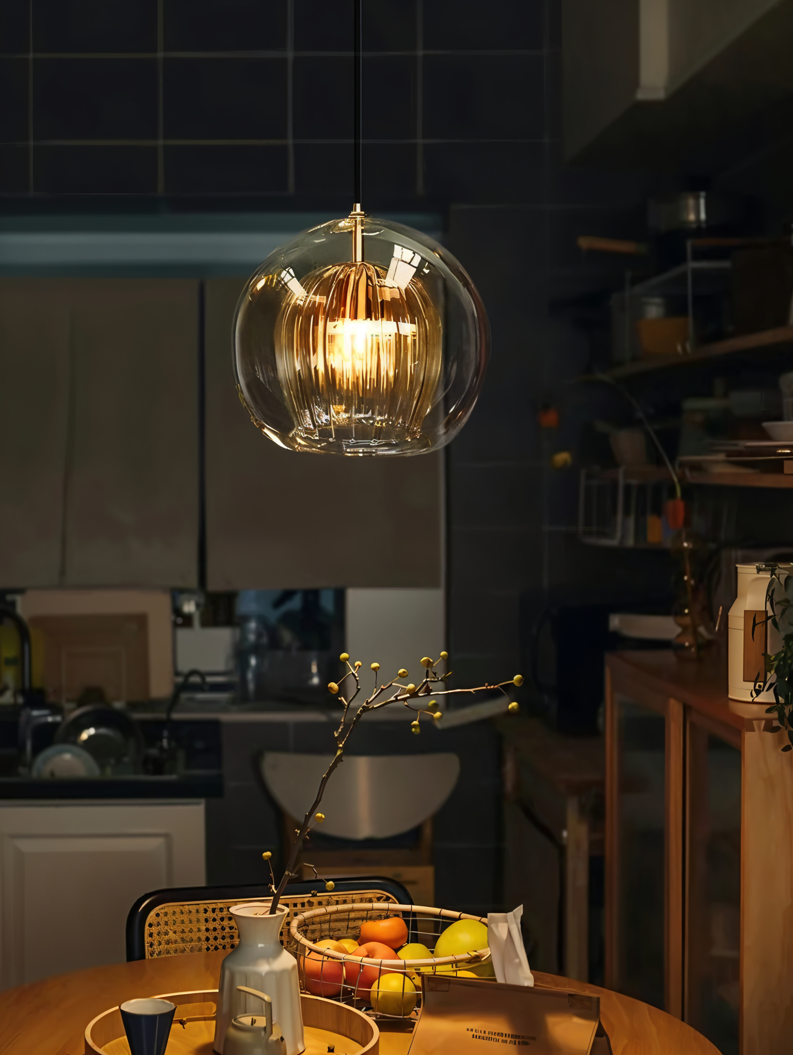 ClearLuxe Glas Pendellampa - Vintage Hänglampor Vardagsrum - Klotformad Lampa