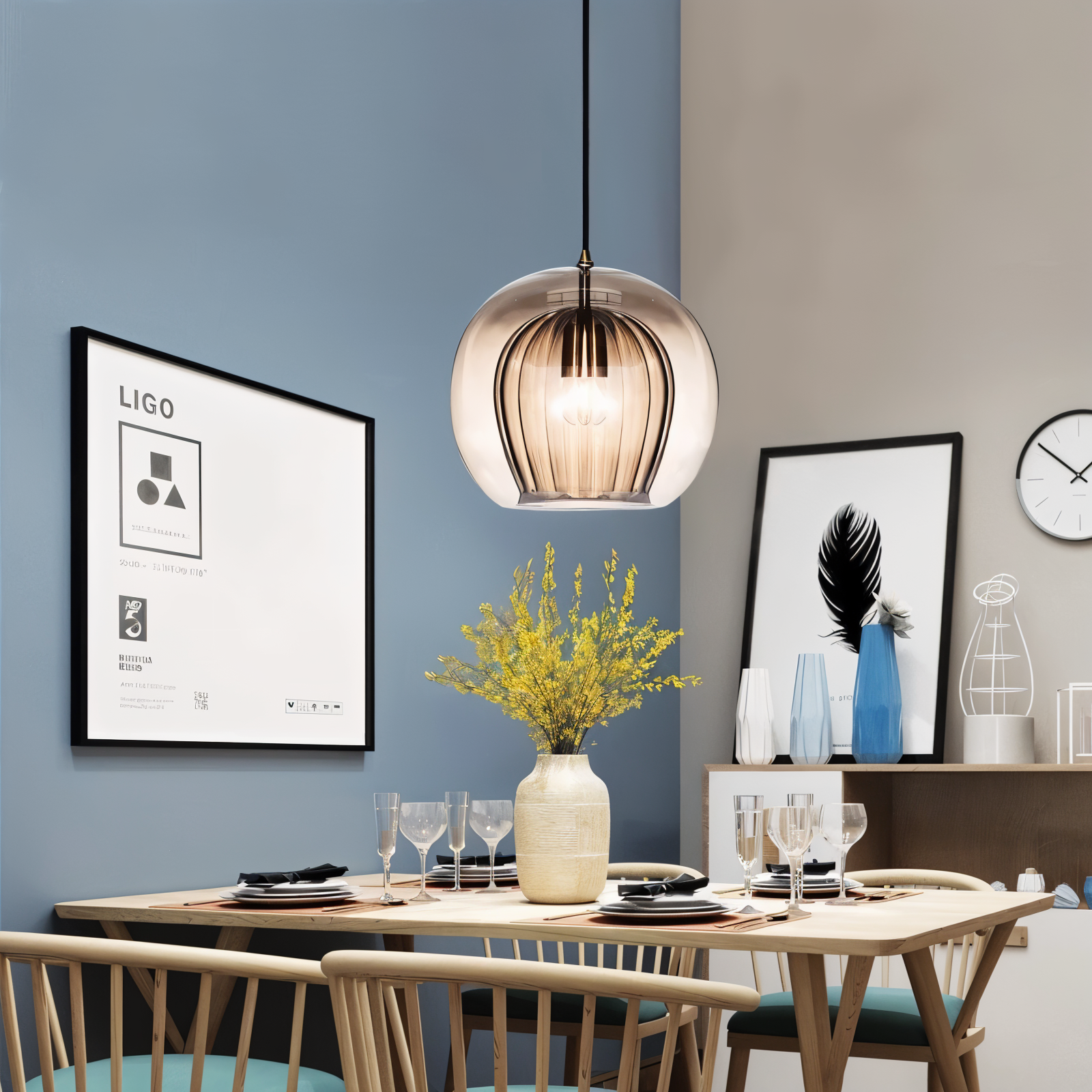 ClearLuxe Glas Pendellampa - Vintage Hänglampor Vardagsrum - Klotformad Lampa