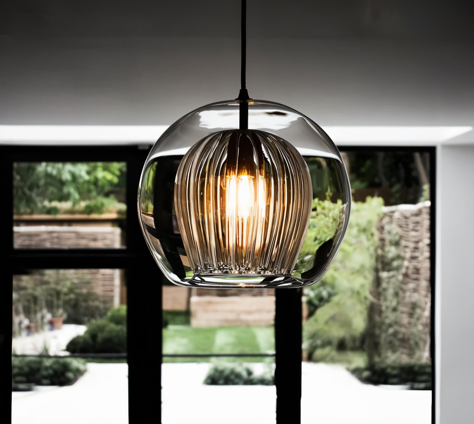 ClearLuxe Glas Pendellampa - Vintage Hänglampor Vardagsrum - Klotformad Lampa