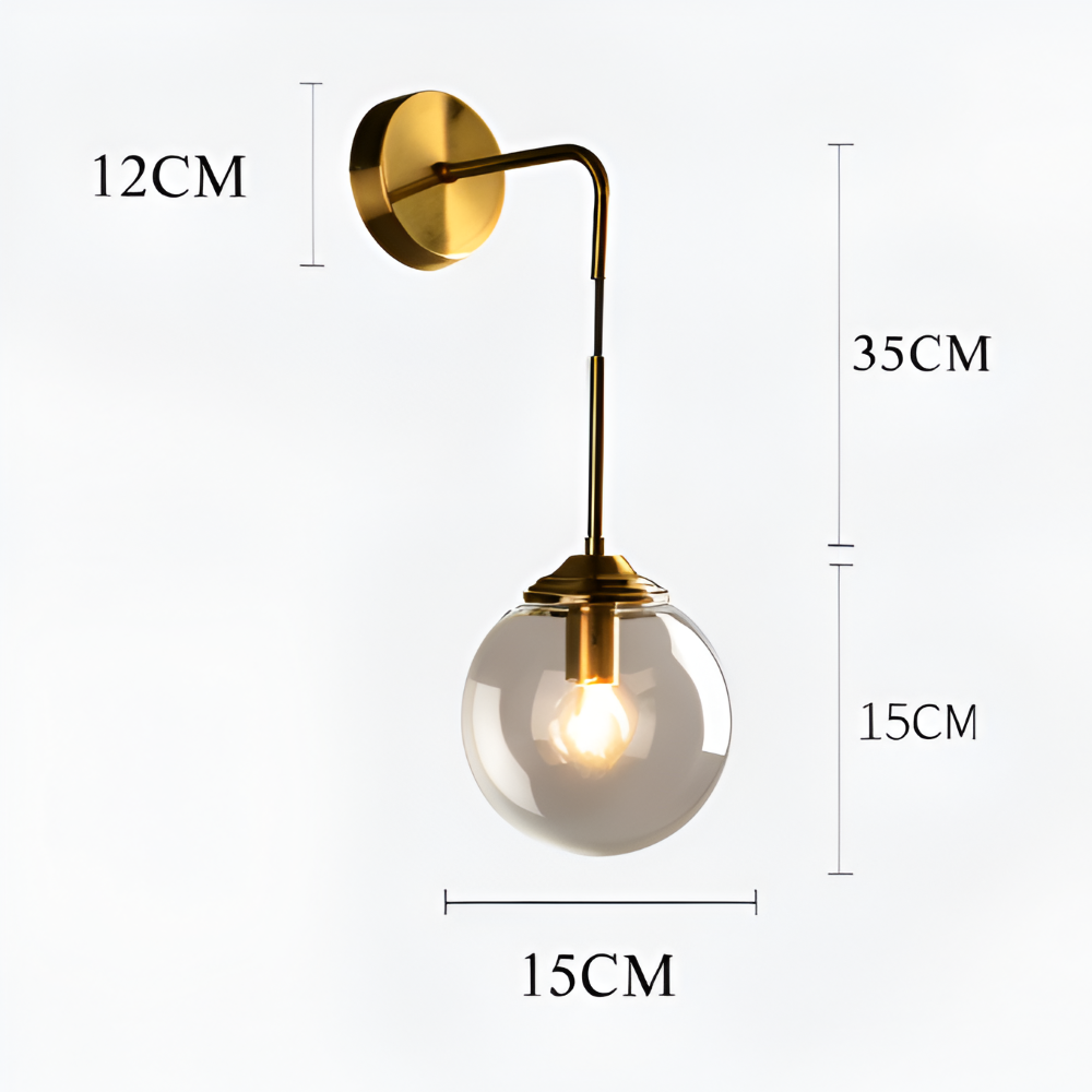 ClearOrb Vägglampa - Glas Vägglampa - Metall Vägglampa Design - Retro Industri Vägglampor LED