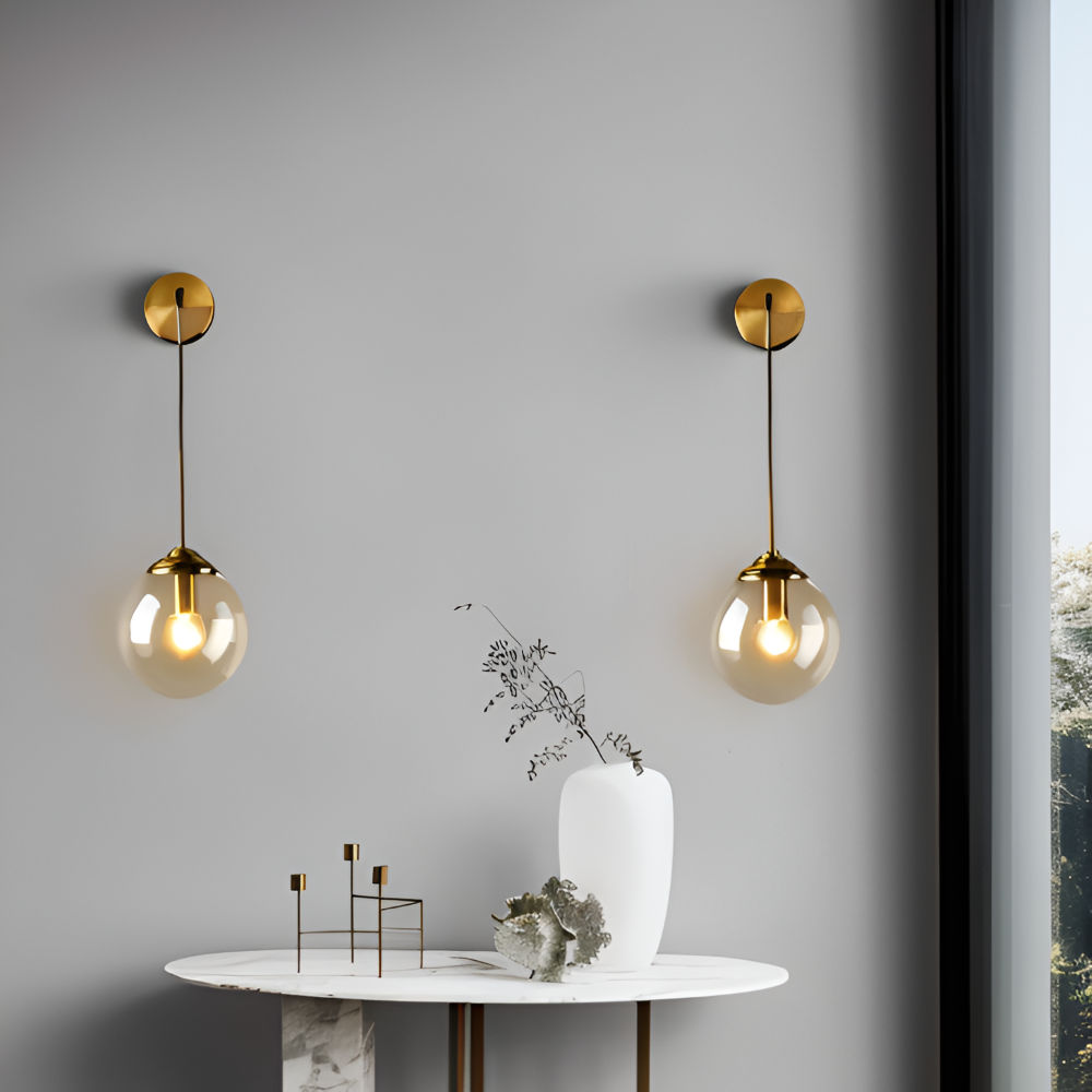 ClearOrb Vägglampa - Glas Vägglampa - Metall Vägglampa Design - Retro Industri Vägglampor LED