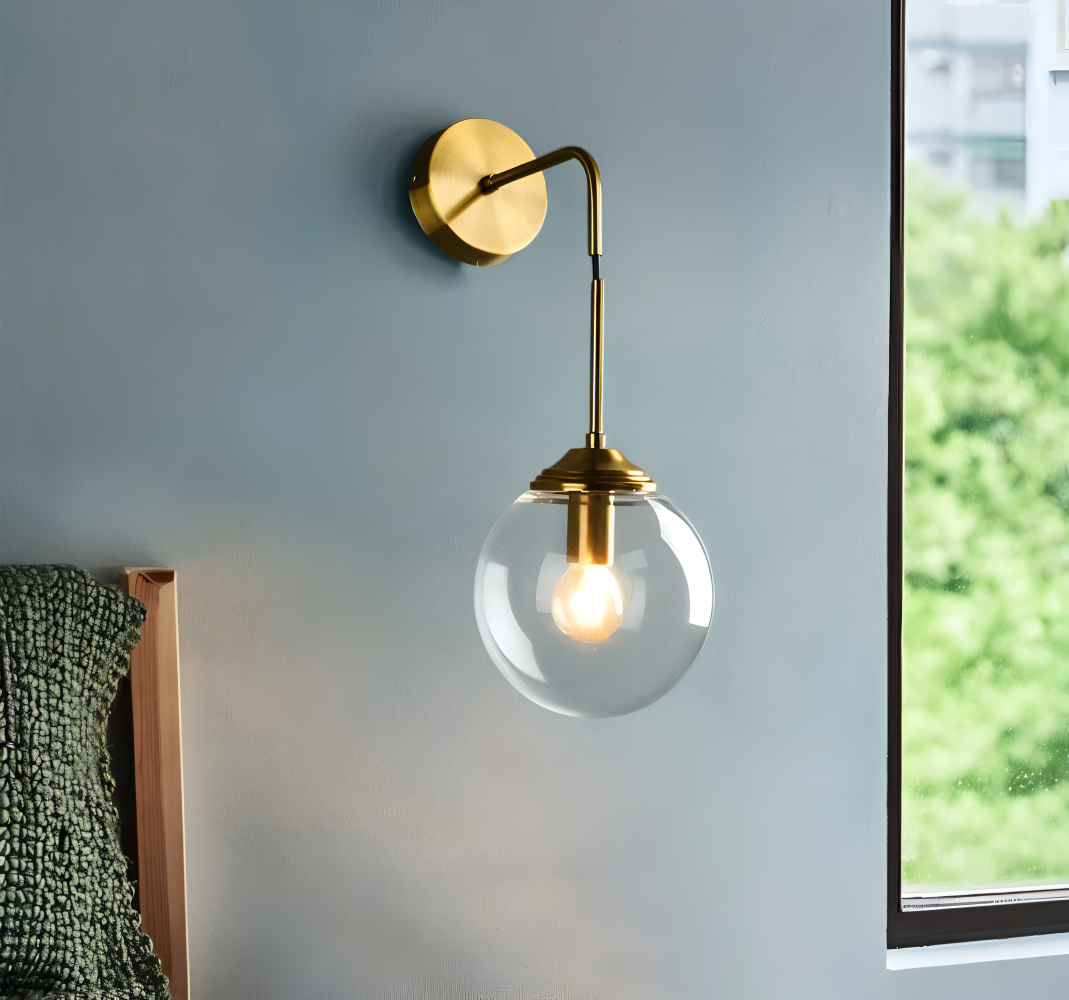 ClearOrb Vägglampa - Glas Vägglampa - Metall Vägglampa Design - Retro Industri Vägglampor LED