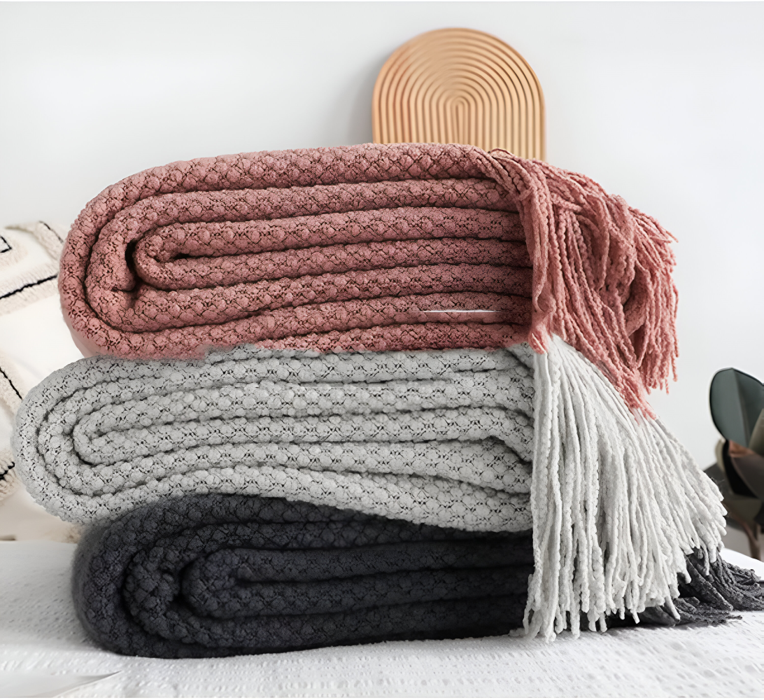 CoarseKnit Plaid - Stilfull stickad filt - Fleecefilt för året runt komfort